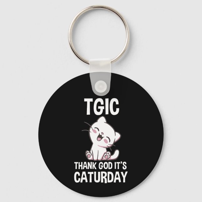 Llavero TGIC Thank God It's Caturday (Anverso)