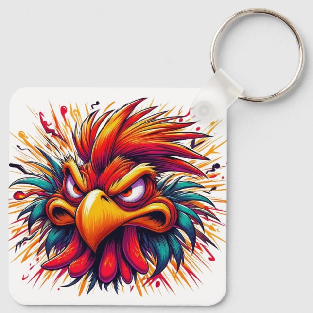 Llavero "Thad Mad Rooster" Double Sided Aluminum Keychain (Reverso )