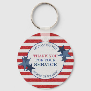 Llavero Thank You for Your Service Veterans Rustic Denim