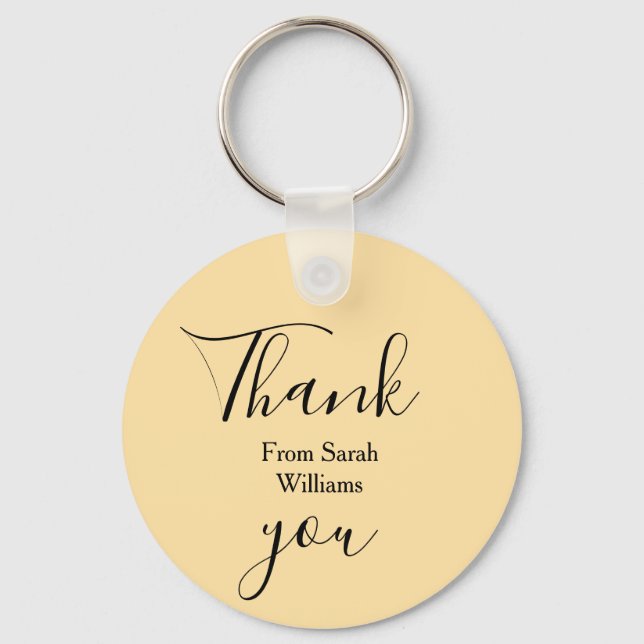 Llavero Thank you from add name yellow Pastel boho wedding (Anverso)