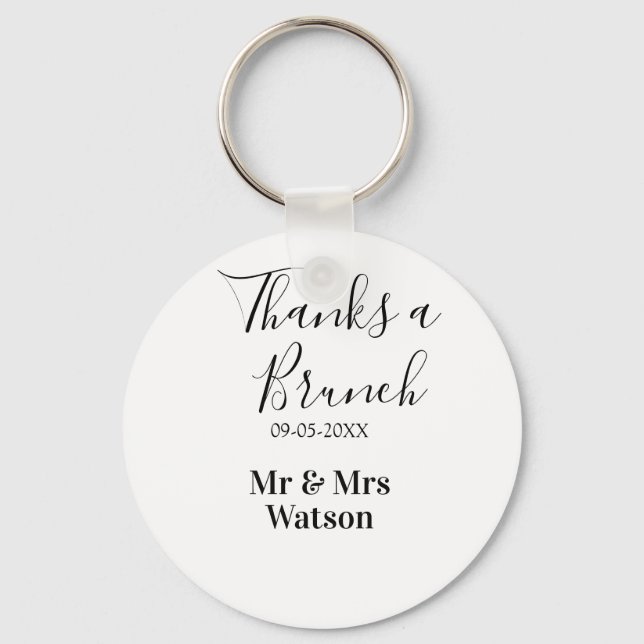 Llavero Thanks a brunch post wedding name date simple  (Anverso)