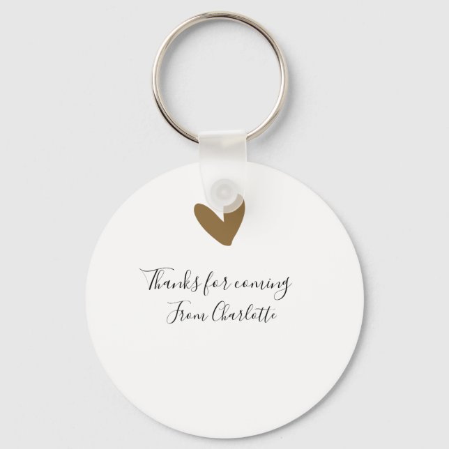 Llavero thanks for coming add name text message gold heart (Anverso)