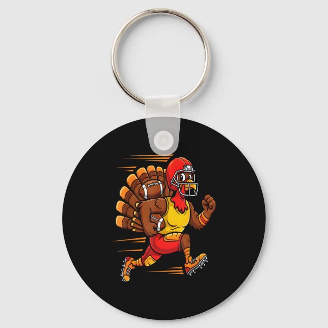 Llavero Thanksgiving Funny Turkey Playing Football Men Boy (Anverso)