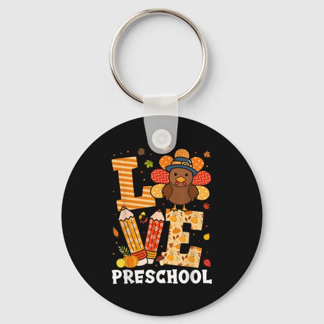 Llavero Thanksgiving Love Preschool Teacher Turkey Autumn  (Anverso)
