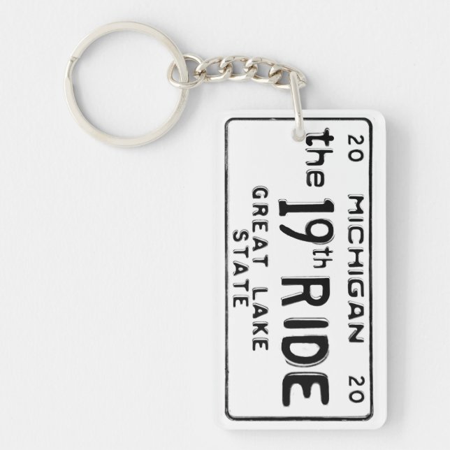Llavero the 19th RIDE Michigan License Plate Paw Keychain  (Frente)