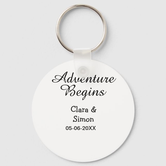 Llavero The adventure begins wedding couple name datsimple (Anverso)