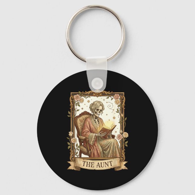 Llavero The Aunt Tarot Card Women Skeleton Aunty Book Love (Anverso)
