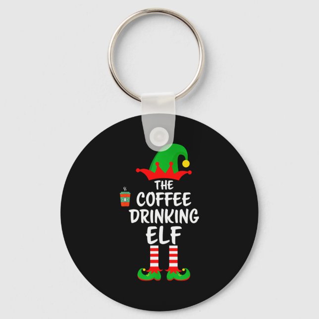 Llavero The Coffee Drinking Elf Matching Family Christmas  (Anverso)