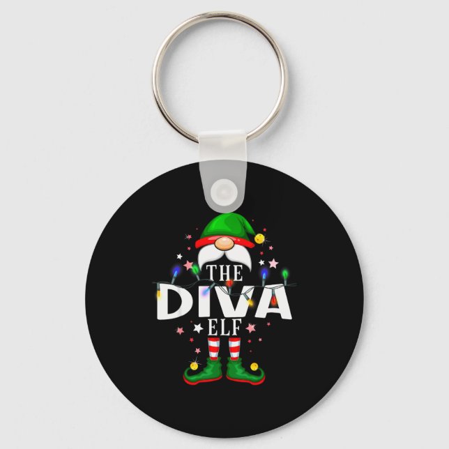 Llavero The Diva Elf Christmas Family Pajama Party  (Anverso)