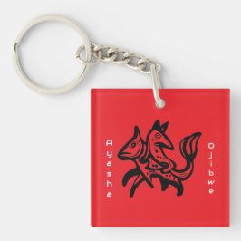 Llavero The Fox and The Trout | Native Wildlife Art Red