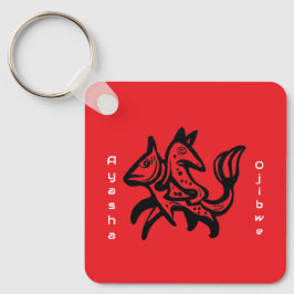 Llavero The Fox and The Trout | Native Wildlife Art Red