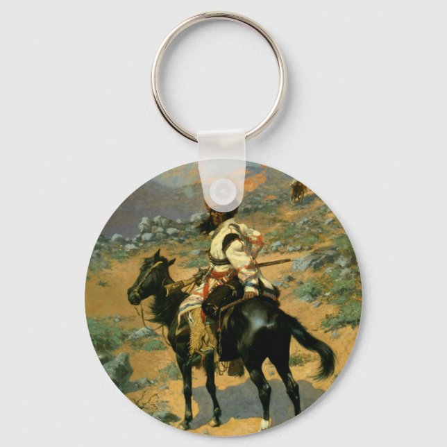 Llavero The Indian Trapper (1889) de Frederic Remington (Anverso)