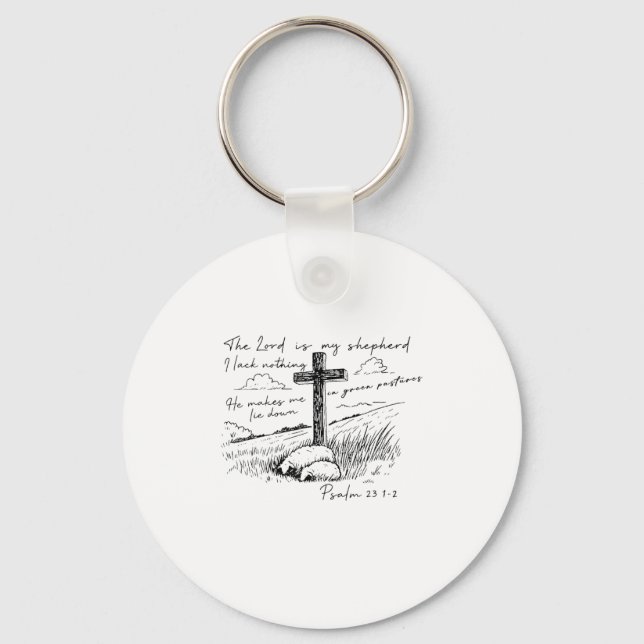 Llavero The Lord Is My Shepherd Psalm 23 Cross Meadow  (Anverso)