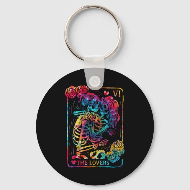 Llavero The Lovers Tarot Card Gothic Occult Kissing Skelet (Anverso)