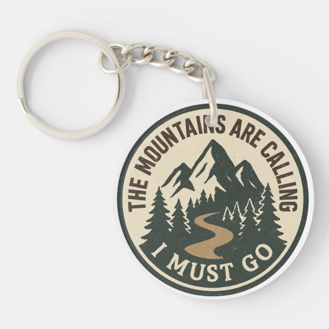 Llavero The Mountains Are Calling – Adventure Hiking Badge (Frente)