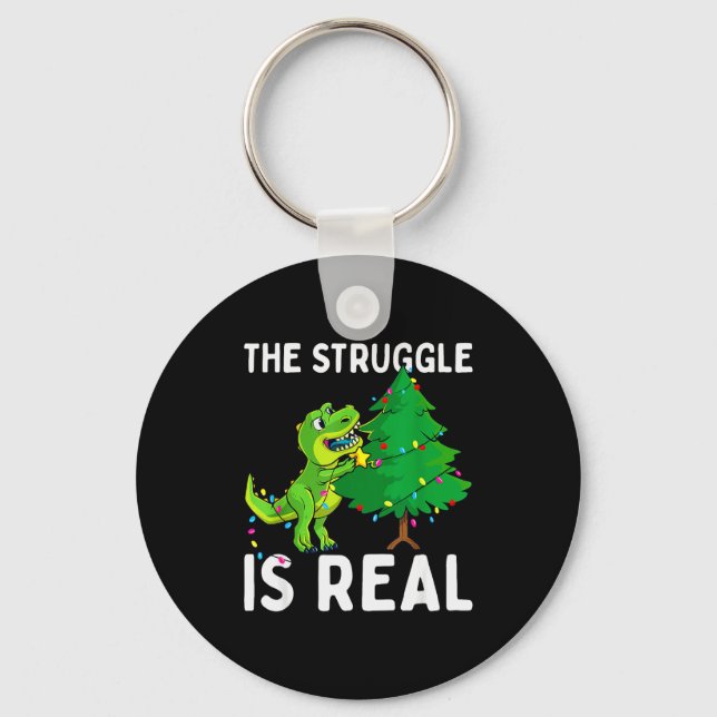 Llavero The Struggle Is Real Dinosaur &amp; X-mas Tree Chr (Anverso)