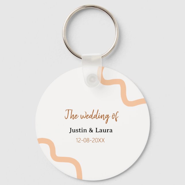 Llavero The wedding of add bride groom name date peach (Anverso)