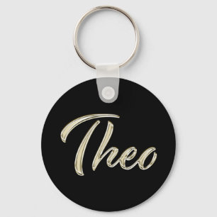 Llavero Theo Name whitegold Button Schlüsselanhänger