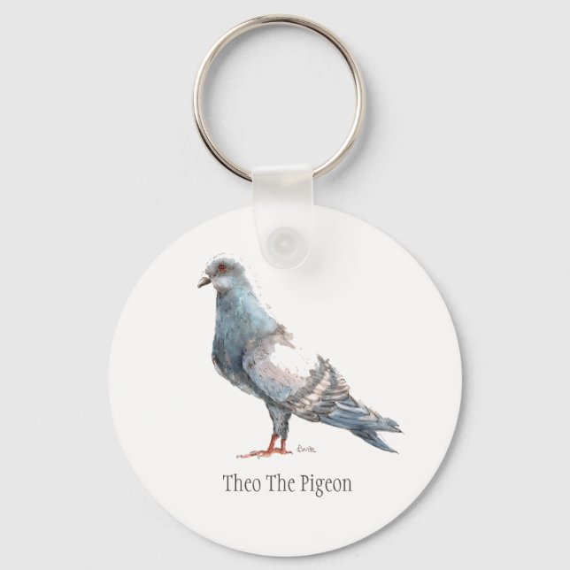 Llavero "Theo The Pigeon" Anillo de claves para aves (Anverso)