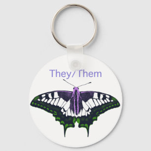 Llavero They/Them Nonbinary Pride Swallowtail Butterfly