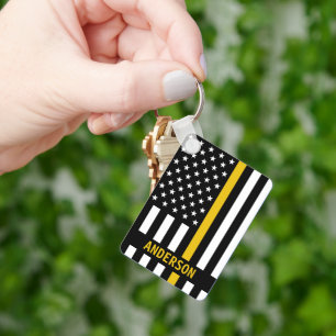 Llavero Thin Gold Line Personalized Name 911 Dispatcher Ke