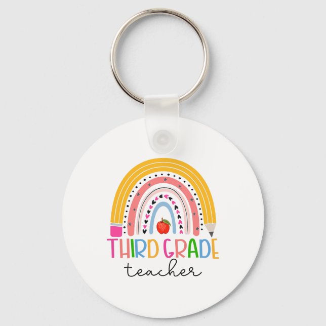 Llavero Third Grade Teacher Ck To School Boho Rainbow Leop (Anverso)