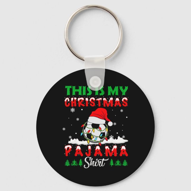 Llavero This Is My Christmas Pajama Soccer Santa Hat Xmas  (Anverso)
