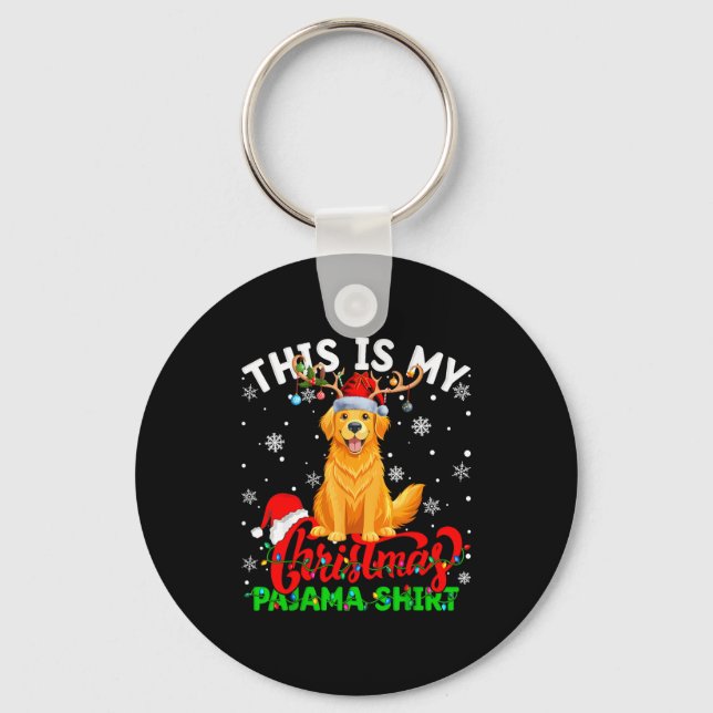 Llavero This Is My Golden Retriever Ugly Christmas Pajama  (Anverso)