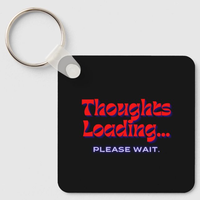 Llavero Thoughts Loading | Metal Square Keychain (Anverso)