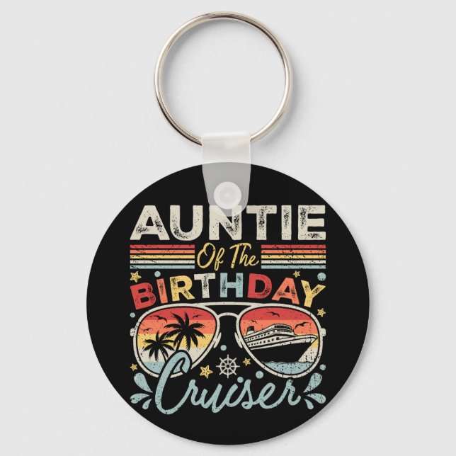 Llavero Tía del Círculo de vacaciones de crucero de cumple (Anverso)