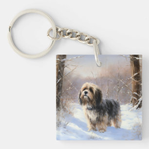 Llavero Tibetan Terrier Deja que nieve Navidad