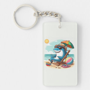 Llavero Tiburón personalizado lindo costero/playa