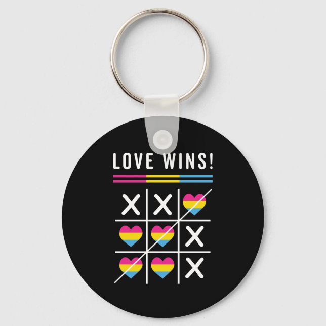 Llavero Tic Tac Toe Love gana el orgullo LGBTQ Pansexual (Anverso)
