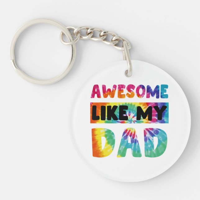 Llavero Tie Dye Asombroso Como Mi Papá Gracioso (Frente)