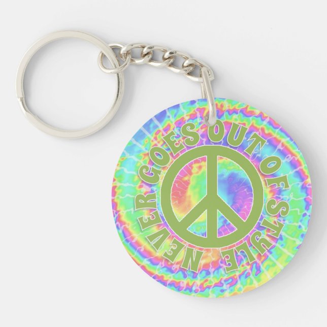 Llavero Tie dye Paz nunca pasa de moda en (Frente)
