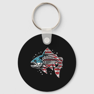 Llavero Tie Dye Skeleton Salmon American 4 De Julio Pescad