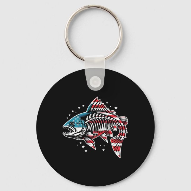 Llavero Tie Dye Skeleton Salmon American 4 De Julio Pescad (Anverso)