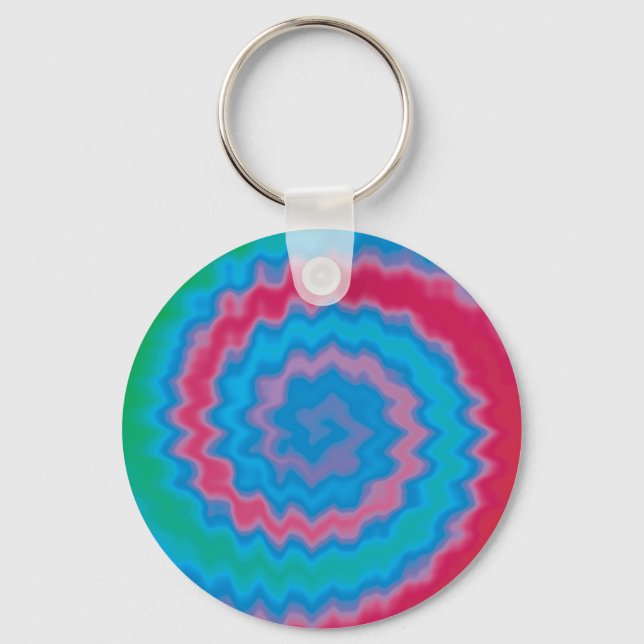 Llavero Tie dyed groovy funky patrón giratorio fresco (Anverso)