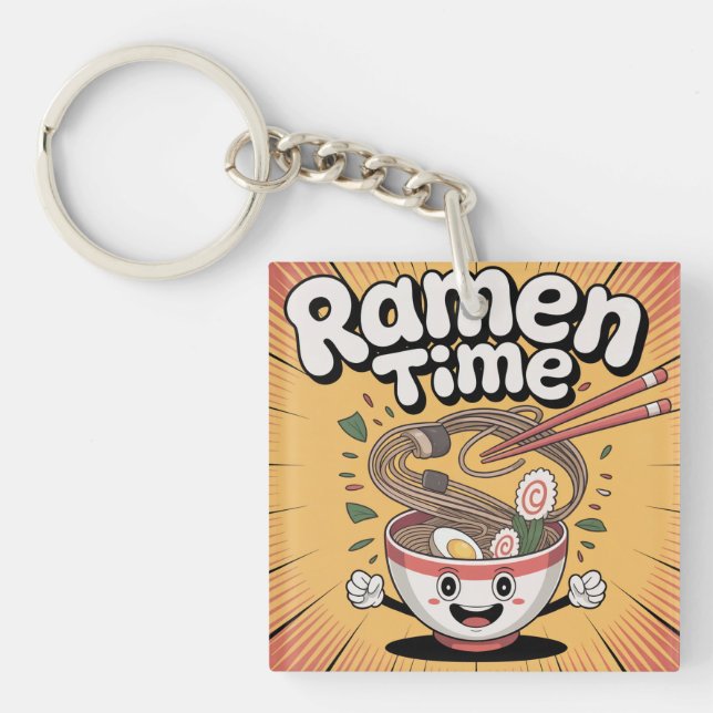 Llavero Tiempo de Ramen - Personalizado lindo Ramen Bowl (Frente)