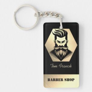 Llavero Tienda de Barbería Profesional negro y dorado 