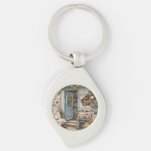 Llavero Tienda de colchas Cottagecore francés acuarela