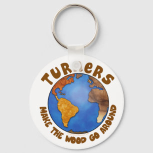Llavero Tierra divertida de Woodturning del globo de los