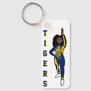 Llavero Tigre amarillo amarillo azul de la cadena Majorett