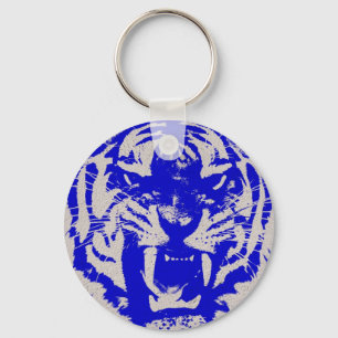 Llavero tigre azul del vintage del extracto del animal