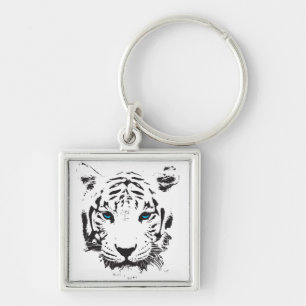 Llavero Tigre blanco con ojos azules