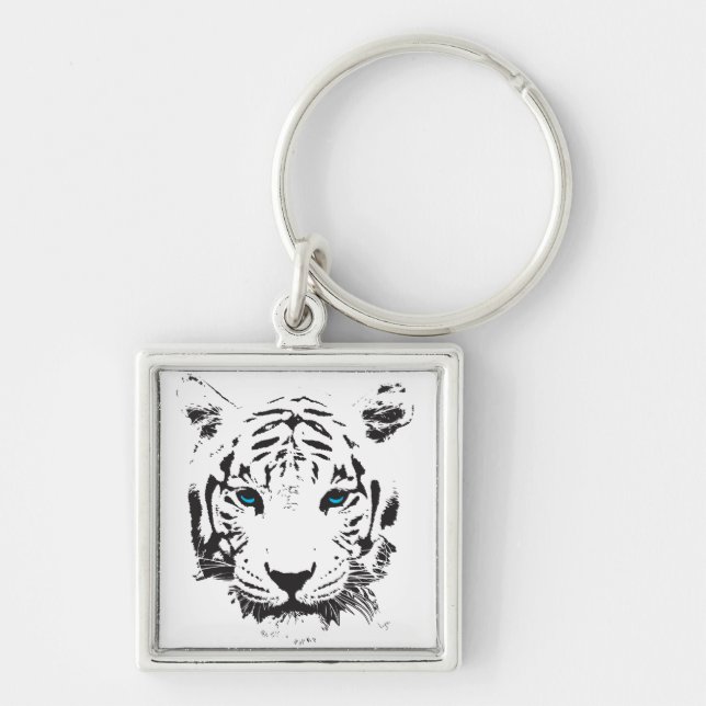 Llavero Tigre blanco con ojos azules (Frente)