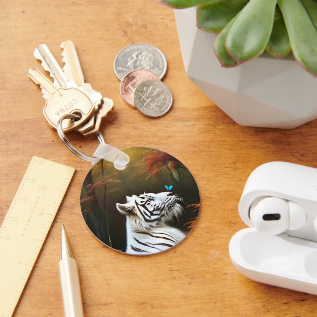 Llavero Tigre Blanco Esos Momentos Amantes, Anillo De Clav (Escritorio )