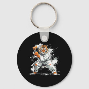 Llavero Tigre de Kickboxing Acuarela Artes Marciales Karat