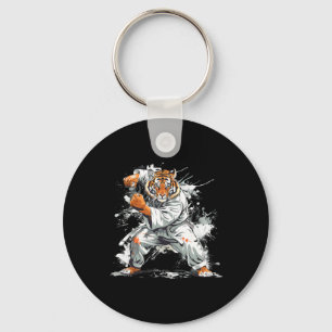 Llavero Tigre de Kickboxing Acuarela Artes Marciales Karat