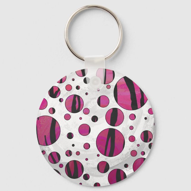 Llavero Tigre de punto de polka con impresión rosa calient (Anverso)